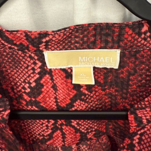 MICHAEL by Michael Kors Pink/Red Snake print Blouse Size XL - Picture 2 of 5